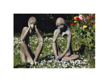 Statue Tristan assis demi-rouille H:86cm