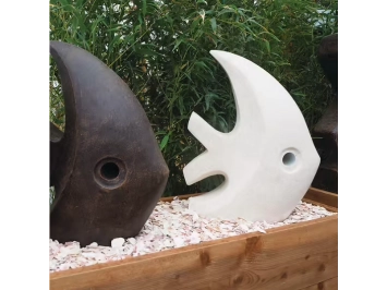 Statue Poisson Brun contemporain terrazzo