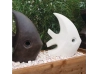 Statue Poisson Brun contemporain terrazzo