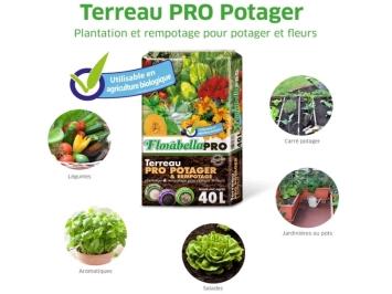 TERREAU POTAGER ET REMPOTAGE Florabella pro sac 40L