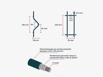 Panneau rigide Argo fil Ø5mm L:2.50m