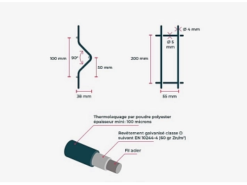 Panneau rigide Geno fil V:Ø4mm fil H:Ø5mm L:2.50m