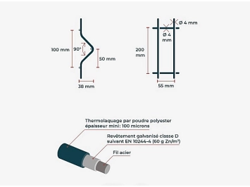 Panneau rigide Athlético fil Ø4mm L:2m