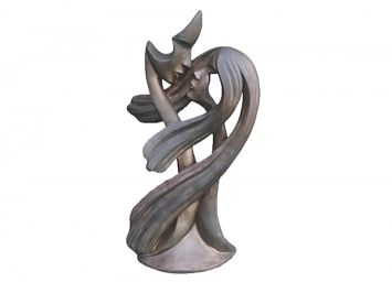 Statue couple de rêve Amoroso demi-rouille H: 90 cm