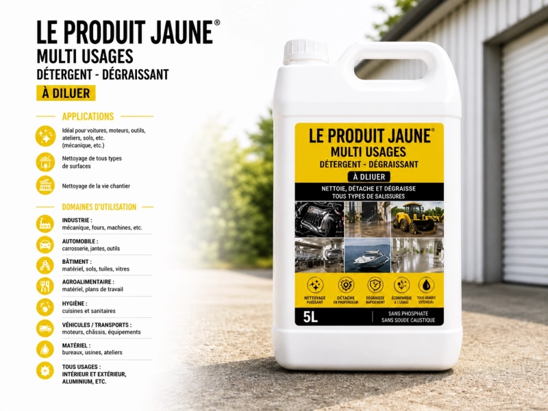 LE PRODUIT JAUNE® MUTLI USAGES Détergent - Dégraissant  à diluer