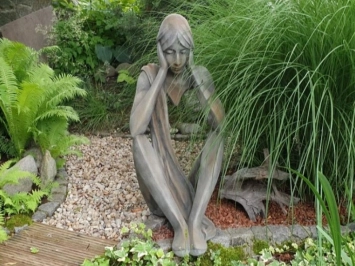 Statue Tristan assis demi-rouille H:86cm