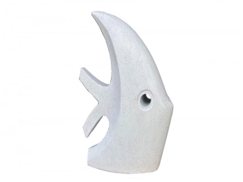 Statue Poisson blanc contemporain terrazzo