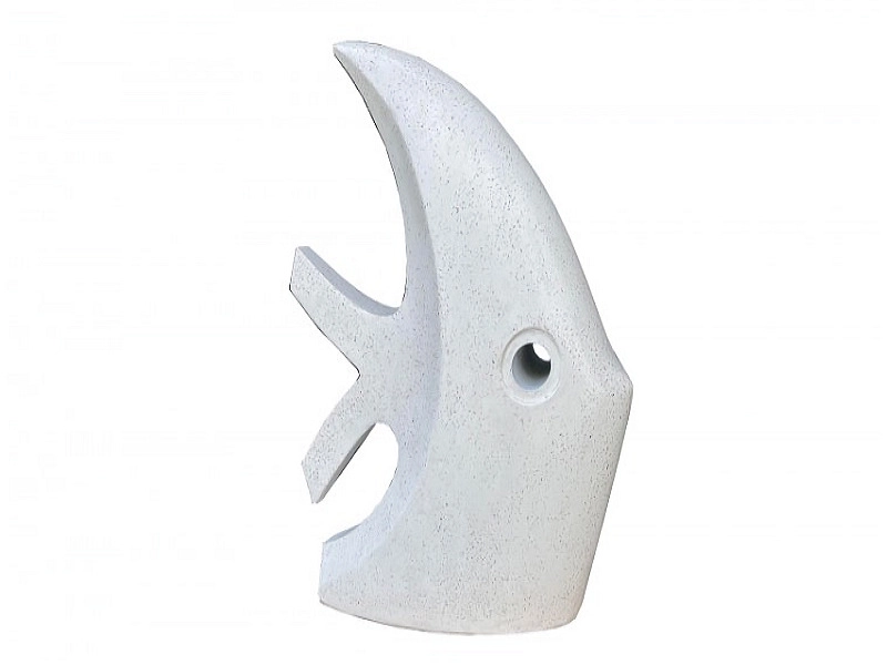 Statue Poisson blanc contemporain terrazzo