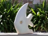 Statue Poisson blanc contemporain terrazzo