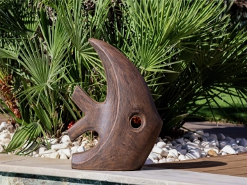 Statue Poisson Brun contemporain terrazzo