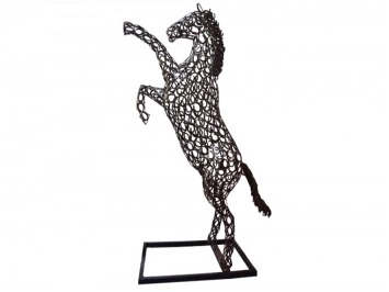 Statue Cheval cabré  - Fer à cheval H: 200 cm