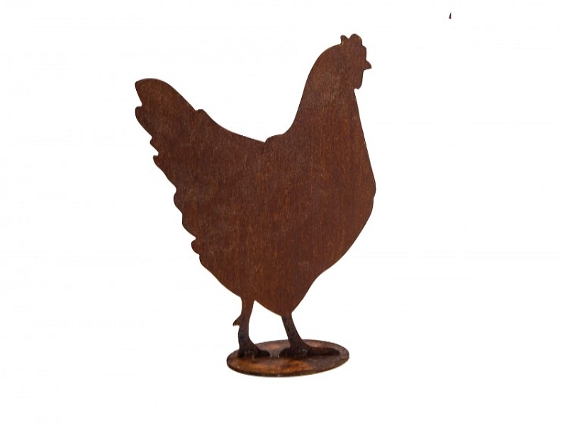 Poule en métal rouillé